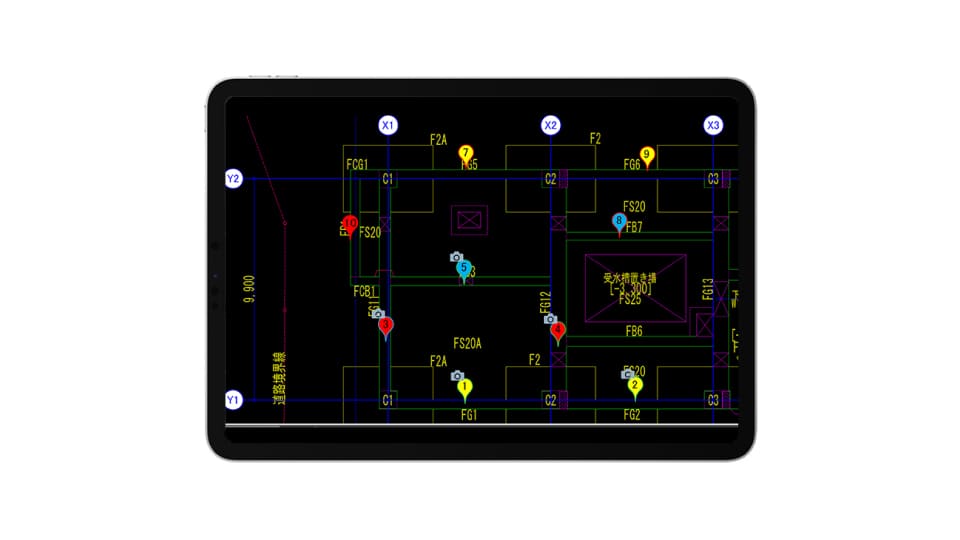検査箇所にピンがある図面